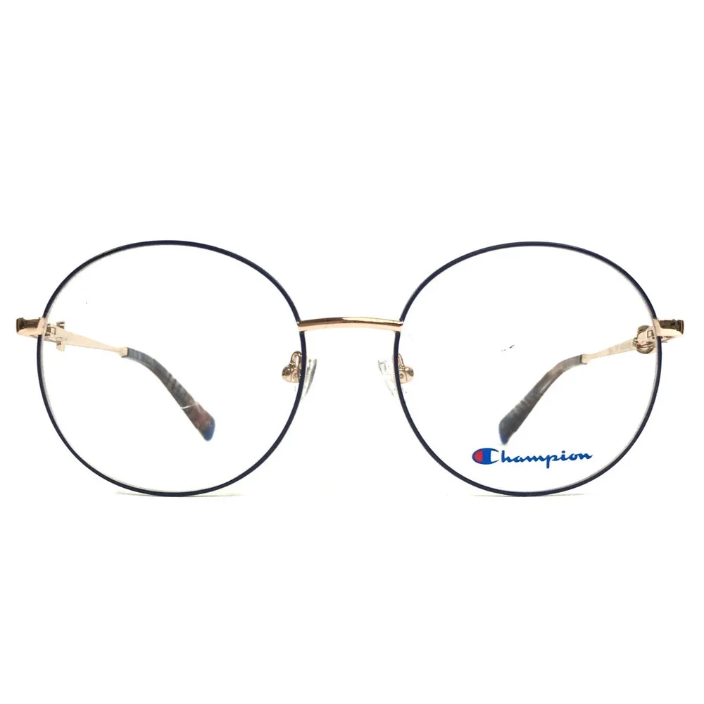 Champion Eyeglasses Frames REAL C02 Blue Rose Gold Round Wire Rim 54-18-135